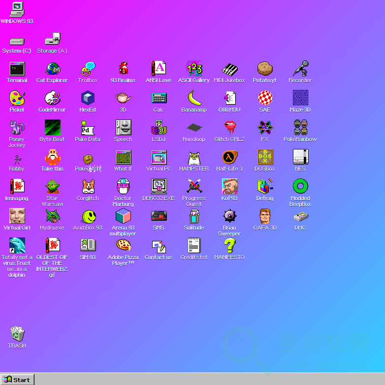 在线模拟怀旧的Windows93操作系统 - 吾帮找网