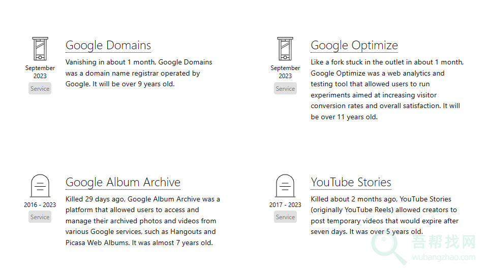一个收集被 Google废弃下线项目的网站-第1张-吾帮找网 一个收集被 Google废弃下线项目的网站-第1张-吾帮找网